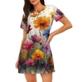 thumbnail image 1 of Balery Colorful Wildflower Meadow Pattern Womens Short Sleeve Sleepshirt Scoopneck Cute Nightdress Comfy Nightgown Loungewear Dress, 1 of 6