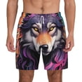 thumbnail image 1 of Balery Colorful Wolf Head A Mens Swim Trunks Swim Shorts for Men Quick Dry Inseam Beach Shorts with Compression Liner Pocket-XX-Large, 1 of 9