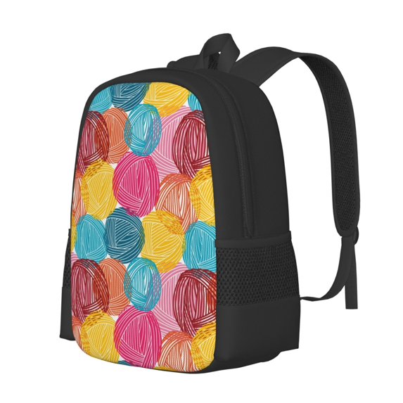Balery Colorful Wool Balls Backpack for Men and Women - Durable 600D Oxford Cloth -Large Capacity, Water-Resistant School, Travel, and Hiking Bag