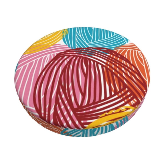 Balery Colorful Wool Balls Velvet Round Bar Chair Cushion Cover Adjustable, Protects From Scratches And Stains, Soft & Washable Ideal For Wooden And Metal Stools - 13 Inch