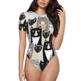 thumbnail image 1 of Balery Colors Cats Women's Short Sleevee Crew Neck Bodysuit Tops Short Sleeve Tops Basic-Small, 1 of 9