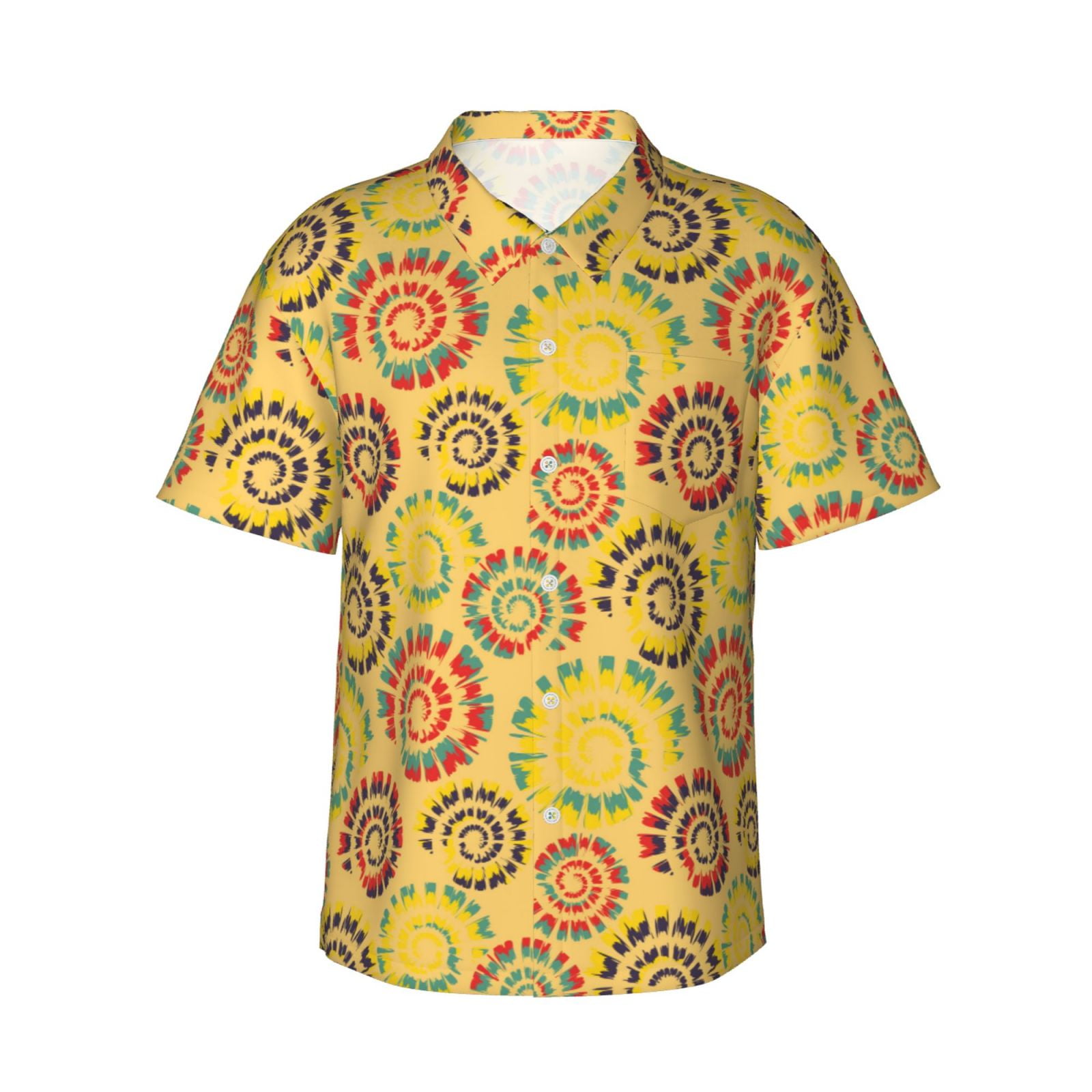 Balery Colourful Tie Dye 1 Print Men's Hawaiian Shirts Short Sleeve