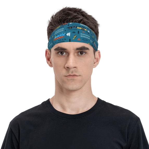 Balery Construction Trucks Sports Headbands for Men,Moisture Wicking Workout Headband, Sweatband Headbands for Running,Cycling,Football