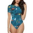 thumbnail image 1 of Balery Construction Trucks Women's Short Sleevee Crew Neck Bodysuit Tops Short Sleeve Tops Basic-XX-Large, 1 of 9