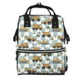 thumbnail image 1 of Balery Construction Vehicle Pattern Mummy Backpack - Waterproof Twill Canvas, Large Capacity Diaper Bag with Multiple Pockets and Adjustable Straps, 1 of 6