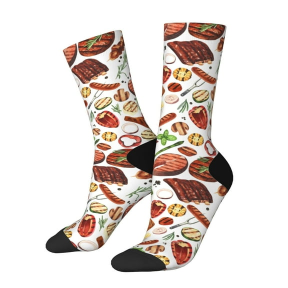 Balery Cooking Bbq Pattern Crew Socks Unisex– Soft & Breathable Socks for Men & Women, One-Size Fits Most (US 5-11), Comfortable & Durable for Daily Wear