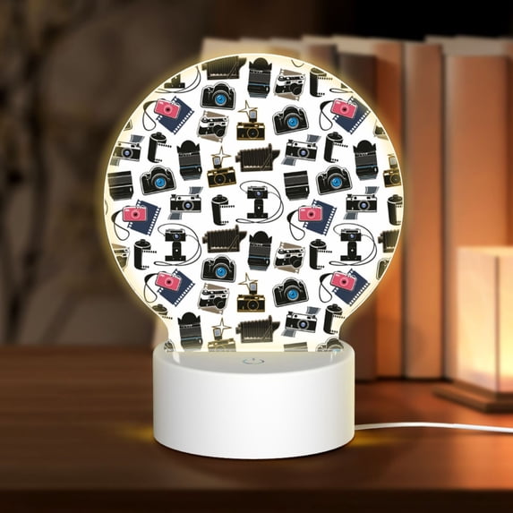 Balery Cool Camera Pattern Acrylic Night Light Gift with 3 Color ModesTouch-Sensitive LED Lamp Perfect Gift for Mother's Day, Birthday, or Christmas
