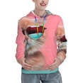 thumbnail image 1 of Balery Cool Cat Pink Sunglasses Pattern Womens Long Sleeve Hoodie, Pullover Hooded Sweatshirt, Kangaroo Pocket Hoodie with Eye-catching Drawstrings-XX-Large, 1 of 7