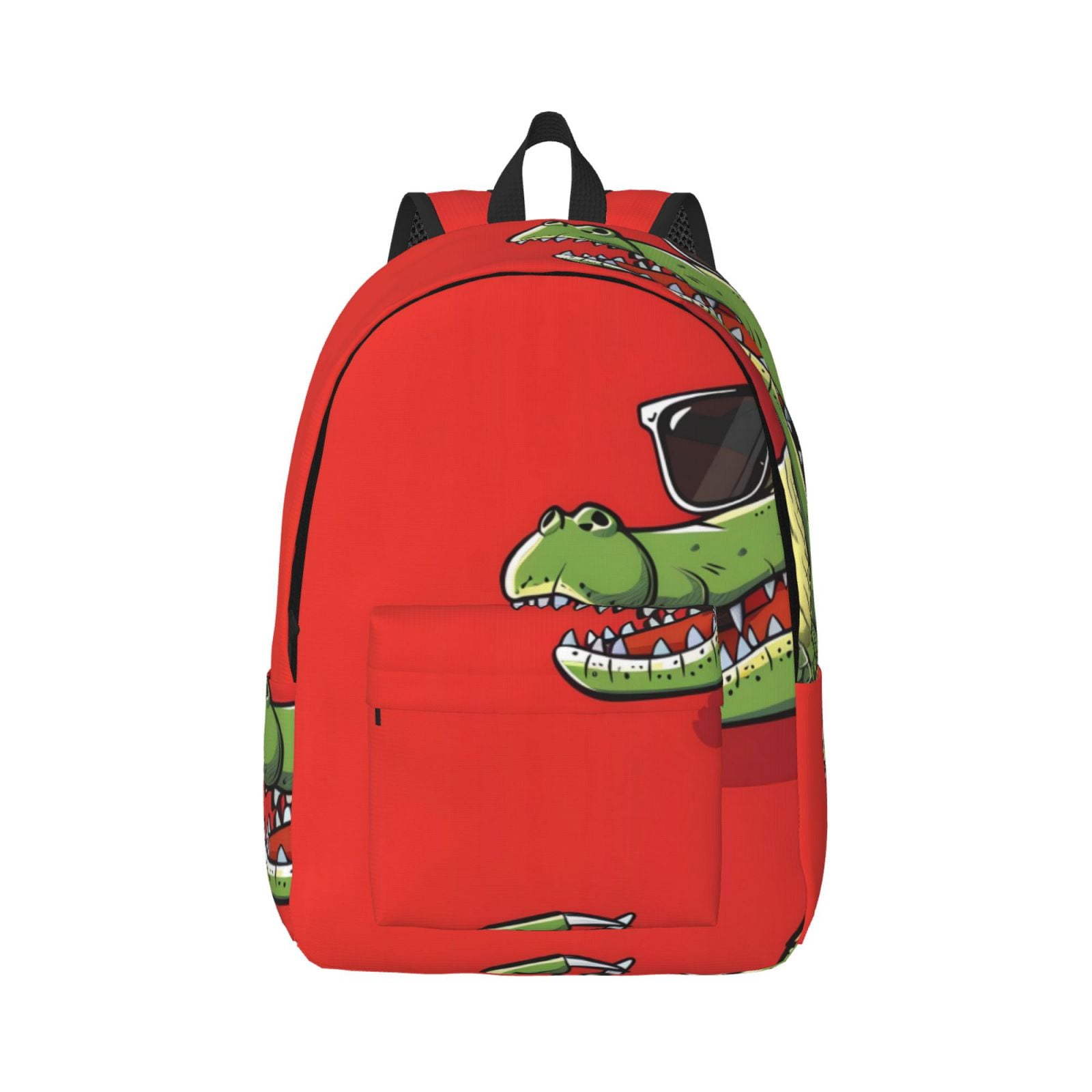 Balery Cool Crocodile With Sunglasses Vintage Canvas Backpack for Men