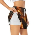 thumbnail image 1 of Balery Cool Fire Man Pattern Women's Running Shorts with Liner 2 Pockets Elastic Workout Athletic Gym Yoga Shorts-Small, 1 of 7