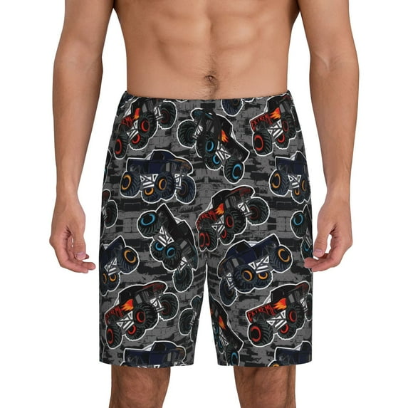 Balery Cool Off-Road Vehicle Men's Cotton Knit Pajama Shorts Waistband & Pockets,Short Pajama Pants-4X-Large