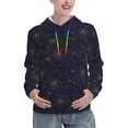 thumbnail image 1 of Balery Copper-Gold Gloss Outline Chrysanthemum Pattern Womens Long Sleeve Hoodie, Pullover Hooded Sweatshirt, Kangaroo Pocket Hoodie with Eye-catching Drawstrings-Large, 1 of 7