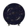 thumbnail image 1 of Balery Copper-Gold Gloss Outline Chrysanthemum Print Bone China Decorative Plate Ceramic Dinner Plates Art Crafts with Display Stand-6in, 1 of 6