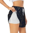 thumbnail image 1 of Balery Copper-Gold Gloss Outline Flower Pattern Women's Running Shorts with Liner 2 Pockets Elastic Workout Athletic Gym Yoga Shorts-XX-Large, 1 of 7