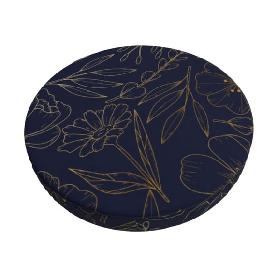 Balery Copper-Gold Gloss Outline Flower Round Bar Stool Seat Covers Velvet Fabric Adjustable Protects from Scratches and Stains for 14-17 Inch Chair- 14 inch