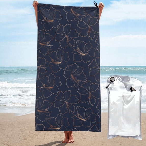 Balery Copper-Gold Gloss Outline Lily Flower Print Towels - Luxurious Jumbo Bath Sheet - Highly Absorbent and Quick Dry Extra Large Bath Towel - Super Soft Hotel Quality Towel-