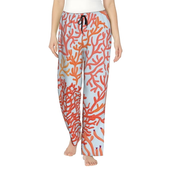 Balery Corals print Women's Pajama Pants,Ultra Lightweight Pjs,Lounge Pant-X-Large
