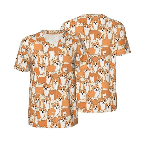 Balery Corgi Animal Baseball Jersey for Men Casual Button Down Shirts Short Sleeve Active Team Sports Uniform-Medium