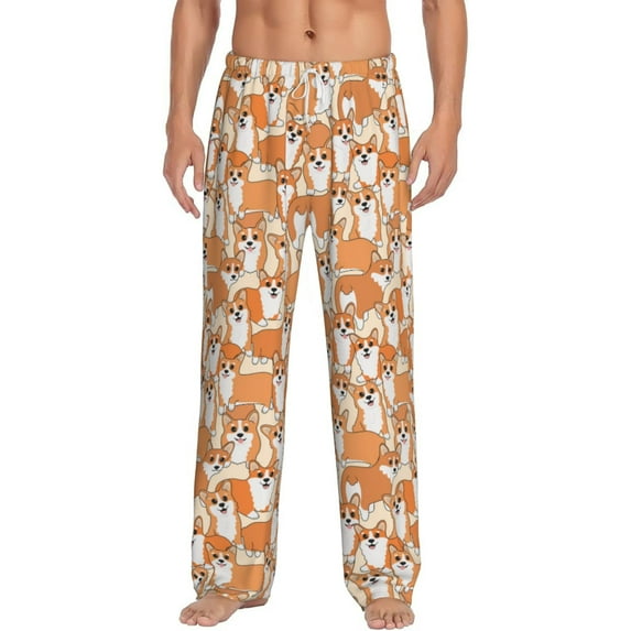 Balery Corgi Animal print Men's Pajama Pants,Ultra Lightweight Pjs,Lounge Pant-Large