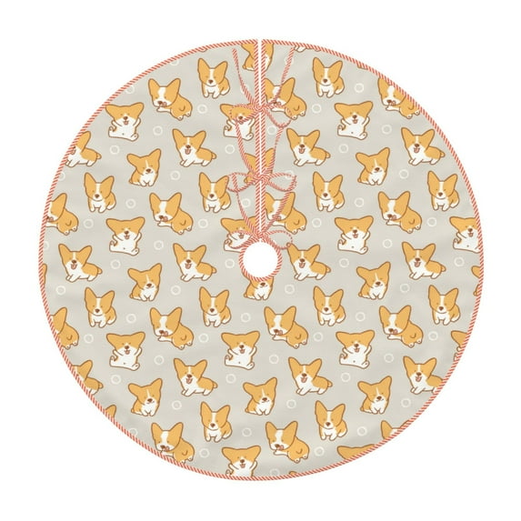 Balery Corgi Dog Printed Christmas Tree Skirt , Merry Christmas Party Christmas Tree Decoration,Adjustable Tree Skirt-48"