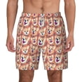 thumbnail image 1 of Balery Corgi Head with Floal Mens Swim Trunks Swim Shorts for Men Quick Dry Inseam Beach Shorts with Compression Liner Pocket-Large, 1 of 9