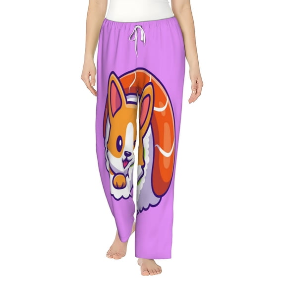 Balery Corgi In Sushi Roll print Women's Pajama Pants,Ultra Lightweight Pjs,Lounge Pant-XX-Large