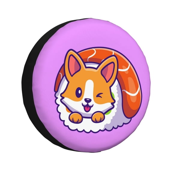 Balery Corgi In Sushi Rolltire Cover Waterproof Dust-Proof, Universal Spare Wheel Tire Cover For Trailer, Rv, Suv Truck And Vehicle Camper Accessories-14 Inch