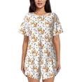 thumbnail image 1 of Balery Corgi with Hearts Pattern Womens Pajama Sets 2 Piece Soft Short Sleeve Top and Shorts Sleepwear Round Neck Pjs Lounge Set with Pockets-Large, 1 of 7