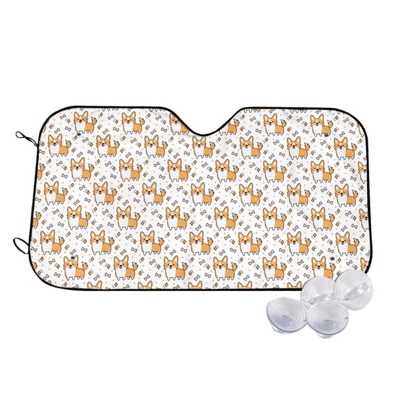 Balery Corgi with Hearts Print Car Windshield Sun Shade,Windshield Sunshade for Car Pickup Truck SUV Accessories-Small