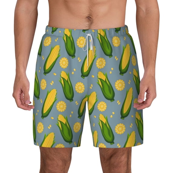 Balery Corn On The Leaves Mens Swim Trunks Swim Shorts for Men Quick Dry Inseam Beach Shorts with Compression Liner Pocket-Medium
