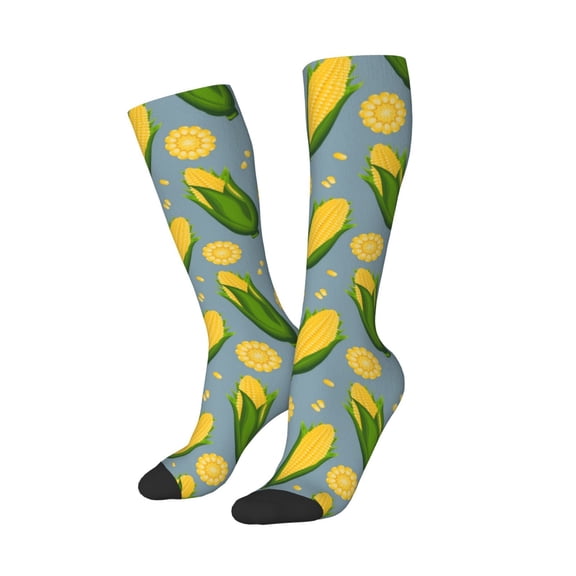 Balery Corn On The Leaves Printed Novelty Socks Men's Women's Crew Socks Sports Socks Knee High Socks Cotton Socks Quirky and Cool Socks