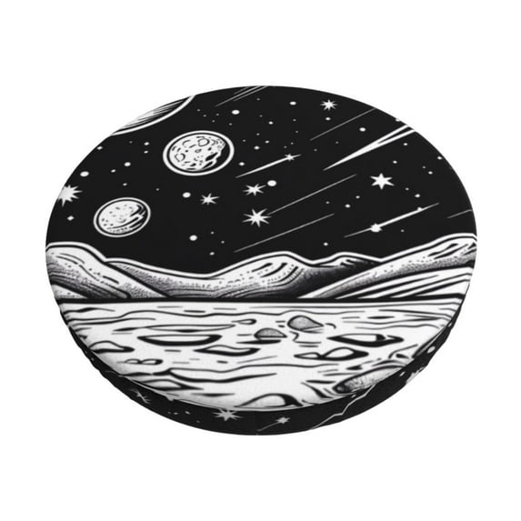 Balery Cosmic Landscape Celestial Art Round Bar Stool Seat Covers Velvet Fabric Adjustable Protects from Scratches and Stains for 14-17 Inch Chair-12 inch