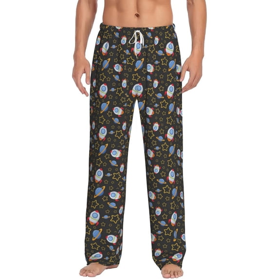 Balery Cosmic print Men's Pajama Pants,Ultra Lightweight Pjs,Lounge Pant-X-Large