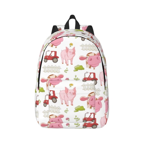 Balery Cow And Pig Vintage Canvas Backpack for Men and Women - Large Capacity, Durable Travel Laptop Bag for School, Work, Hiking, and Outdoor Activities-Small