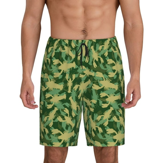 Balery Crayfish Army Men's Cotton Knit Pajama Shorts Waistband & Pockets,Short Pajama Pants-4X-Large