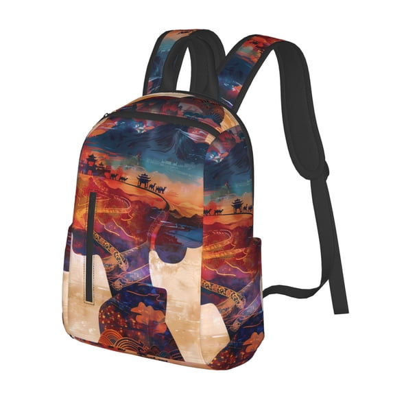 Balery Cultural Silhouette Journey Lightweight Backpack for Men and Women - Durable and Water-Resistant, Ideal for School, Work, Travel, and Everyday Use