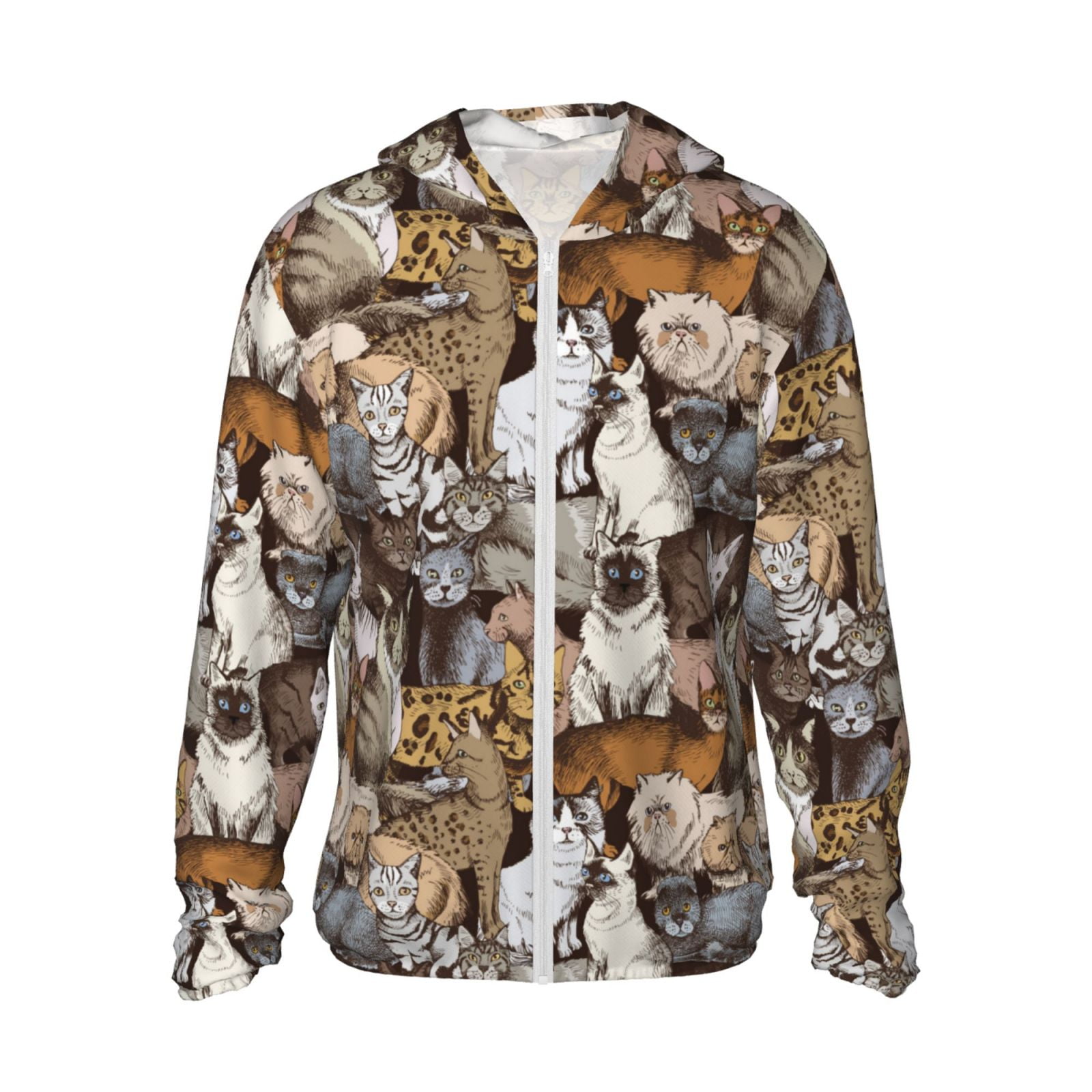 Balery Cut Cats Men's Women's UPF 50+ Sun Protection Lightweight Hoodie