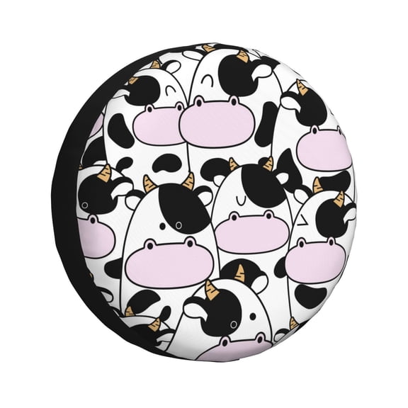 Balery Cute Animal With Cowtire Cover Waterproof Dust-Proof, Universal Spare Wheel Tire Cover For Trailer, Rv, Suv Truck And Vehicle Camper Accessories-15 Inch