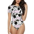 thumbnail image 1 of Balery Cute Animal with Cow Women's Short Sleevee Crew Neck Bodysuit Tops Short Sleeve Tops Basic-Small, 1 of 9