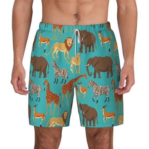 Balery Cute Animals Mens Swim Trunks Swim Shorts for Men Quick Dry Inseam Beach Shorts with Compression Liner Pocket-XX-Large
