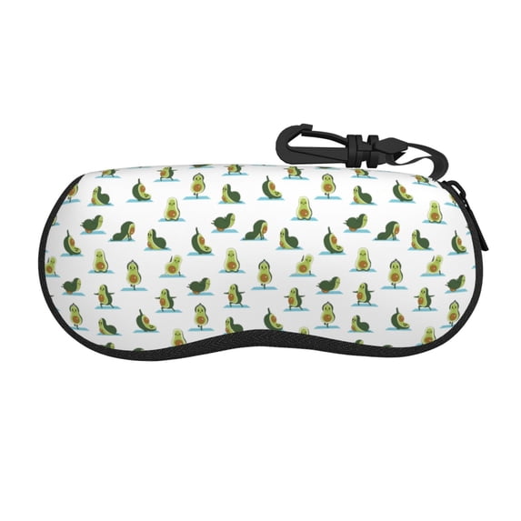 Balery Cute Avocado Yoga for Zipper Sunglasses Case, Eyeglasses Cases, Protective Case For Glasses,Flexible Eyewear Storage,Multi-Purpose Key Lock Case