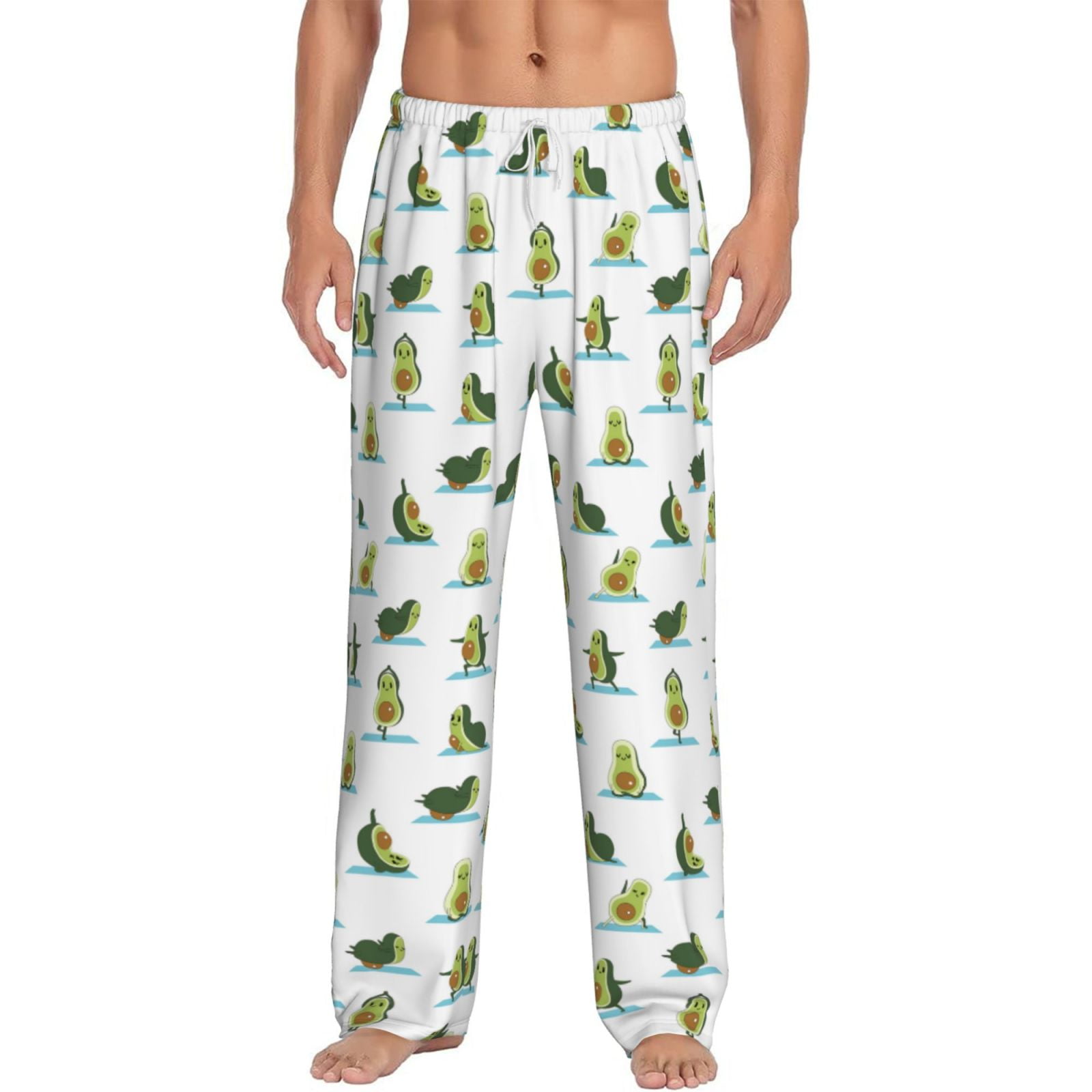 Balery Cute Avocado Yoga print Men's Pajama Pants,Ultra Lightweight Pjs