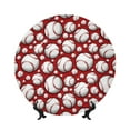 thumbnail image 1 of Balery Cute Baseball Print Bone China Decorative Plate Ceramic Dinner Plates Art Crafts with Display Stand-8in, 1 of 6
