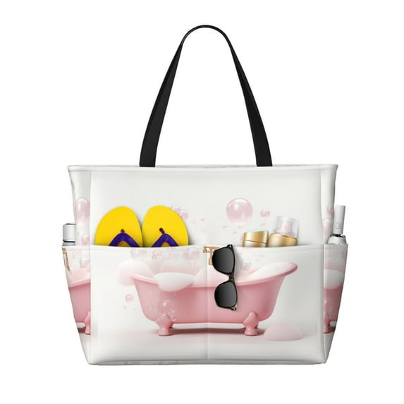 Balery Cute Bathtub Beach Travel Bag - Water-Resistant, Large Capacity Lightweight Tote with 7 Pockets for Women and Men - Perfect for Beach, Pool, Gym, and Travel
