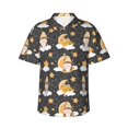 thumbnail image 1 of Balery Cute Bee Gnome Print Men's Hawaiian Shirts Short Sleeve Beach Shirt Relaxed Fit Vacation Button Down Shirts-Small, 1 of 9