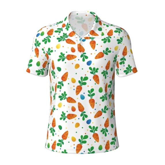 Balery Cute Carrot Printed Men’s Short Sleeve Polo Shirt, Midweight Men's Shirt,Golf Polo shirts -Small