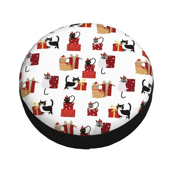 Balery Cute Cat And Christmas Gift Tire Covers - Tough Tire Wheel Protector for Truck, SUV, Trailer, Camper, RV -16 inch