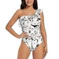 thumbnail image 1 of Balery Cute Cat One Shoulder Swimsuits for Women Ruffle Swimsuits Tummy Control One Shoulder Bathing Suits-Small, 1 of 8