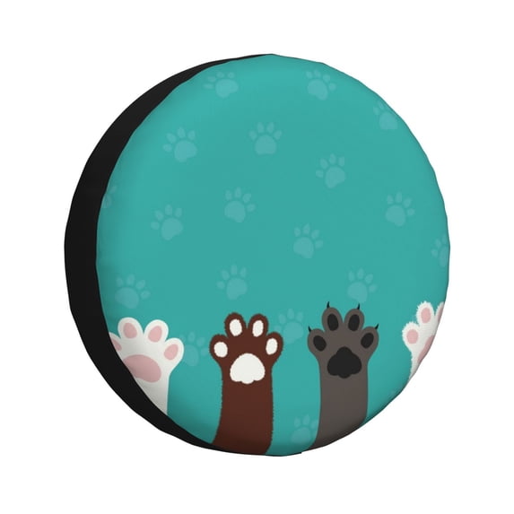 Balery Cute Cat Paw And Dogtire Cover Waterproof Dust-Proof, Universal Spare Wheel Tire Cover For Trailer, Rv, Suv Truck And Vehicle Camper Accessories-17 Inch