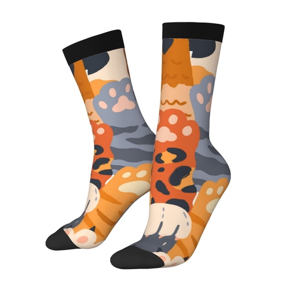 Balery Cute Cat Paw Pattern Crew Socks Unisex– Soft & Breathable Socks for Men & Women, One-Size Fits Most (US 5-11), Comfortable & Durable for Daily Wear